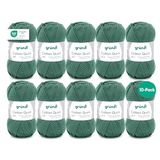 Gründl Wol Cotton Quick uni - dunne wol voor haken - breigaren - haakgaren - glanzend en huidvriendelijk - 100% katoen - 10 bollen 50 g / 125 m - naalddikte 3-4 - groengrijs