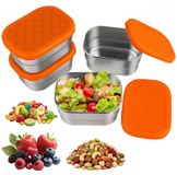 Contenant alimentaire Acier inoxydable 230 ml - Contenant à vinaigrette - Contenant à collation - Pot à épices - Set de 4 - Couvercle en silicone - Contenants alimentaires
