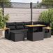 Maison Exclusive - Ensemble de jardin, 7 pièces, avec coussins, noir, en polyrotin, avec bois d'acacia