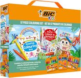 BIC 57-delige kleurset voor kinderen: 18 kleurpotloden, 18 viltstiften, 18 wasvrije kleurpotloden en 3 kleurboeken