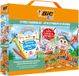 BIC 57-delige kleurset voor kinderen: 18 kleurpotloden, 18 viltstiften, 18 wasvrije kleurpotloden en 3 kleurboeken