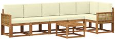 vidaXL - Hoek loungeset - 6 zitplekken - Polyester - Naturel et crème