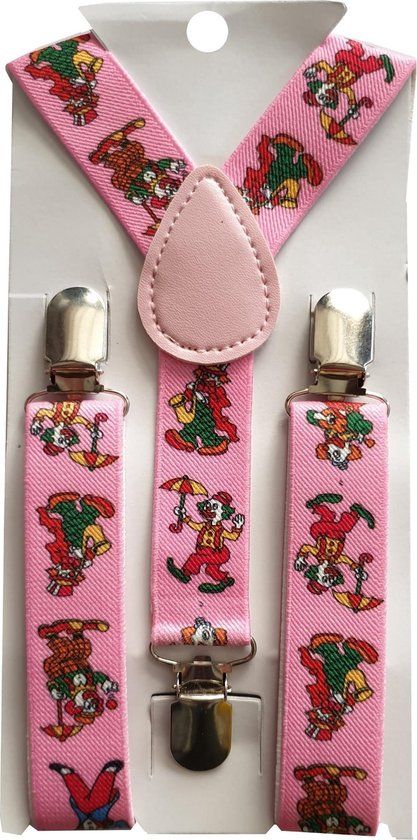 Fako Fashion® Kinder Bretels - Clown Roze - 65cm - Unisex