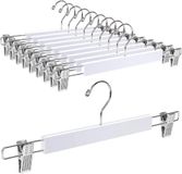 Goodivery Houten Kledinghangers met Antislipclips - Wit - 10 Stuks
