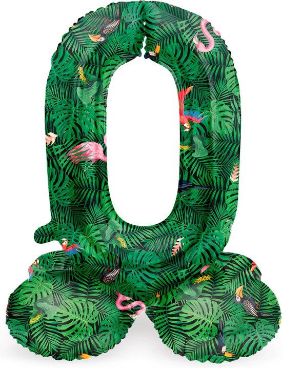 Folat Staande Folieballon Cijfer 0 Jungle Vibe - 72 cm