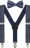 Fako Fashion® Kinder Bretels Met Vlinderstrik - Navy Blauw Met Stipjes - 65cm - Jongens
