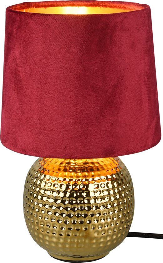 BES LED Tafellamp - Trion Sofia - E14 - Rond - Mat Rood - Keramiek