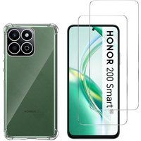 Phonillico® Schokbestendig hoesje voor Honor 200 Smart 5G en 2 gehard glazen schermbeschermer