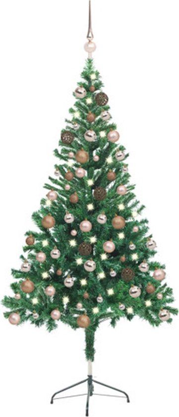 vidaXL Kunstkerstboom met verlichting en kerstballen 380 takken 150 cm