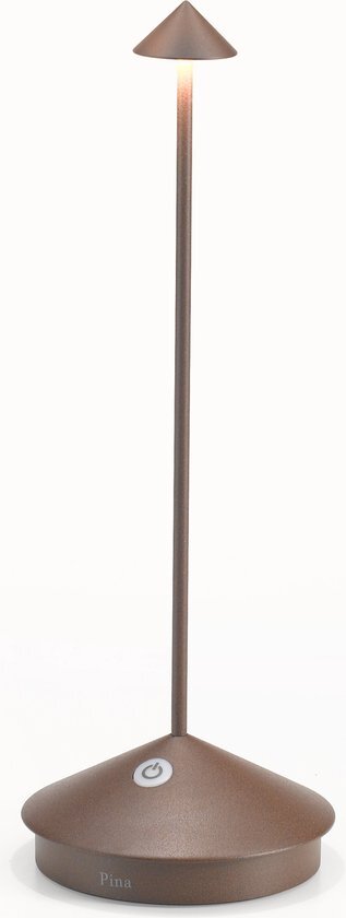 Zafferano - Pina Pro Dimbare LED Tafellamp in Aluminium, IP54 Bescherming, Binnen/buiten, Contact Oplaadbasis, H29cm, EU Plug - Corten