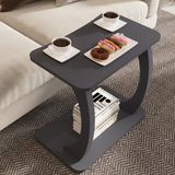 en.casa Table d'appoint Stattela sur roulettes forme en C 59x35x56 cm gris