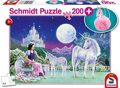 Schmidt Spiele Einhorn. Puzzzle 200 Teile, mit Add-on (Puschel-Anhänger): Kinderpuzzle Standard 200 Teile (+Zusatz)