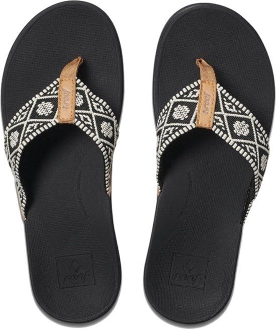 Reef Ortho Wovenblack/White Women's Flip-Flops - Black/White - Size 36