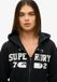 Superdry Athletic Essentials korte hoodie met rits en losse pasvorm - Dames - Eclipse Navy - Maat UK12/EU40