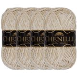 JubileeYarn Chenille Garen - Worsted Weight - 100g/Streng - Opaal - Lichtzilver Tan Grey Velvet - Haak- en Breigaren - 4 strengen
