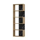 WELL HOME MOBILIARIO & DECORACIÓN Decoratief boekenkast voor woonkamer of receptie, melamine gecoate spaanplaat, in eiken, saffier-zwart, marmereffect, 150 x 50 x 22 cm