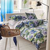 Dekbedovertrek, Designers Guild Rose de Damas dekbedovertrek perkal katoen tweepersoons 260 x 240 cm medium blauw