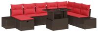 vidaXL Ensemble de canapé de jardin 9 pc Marron polyrotin
