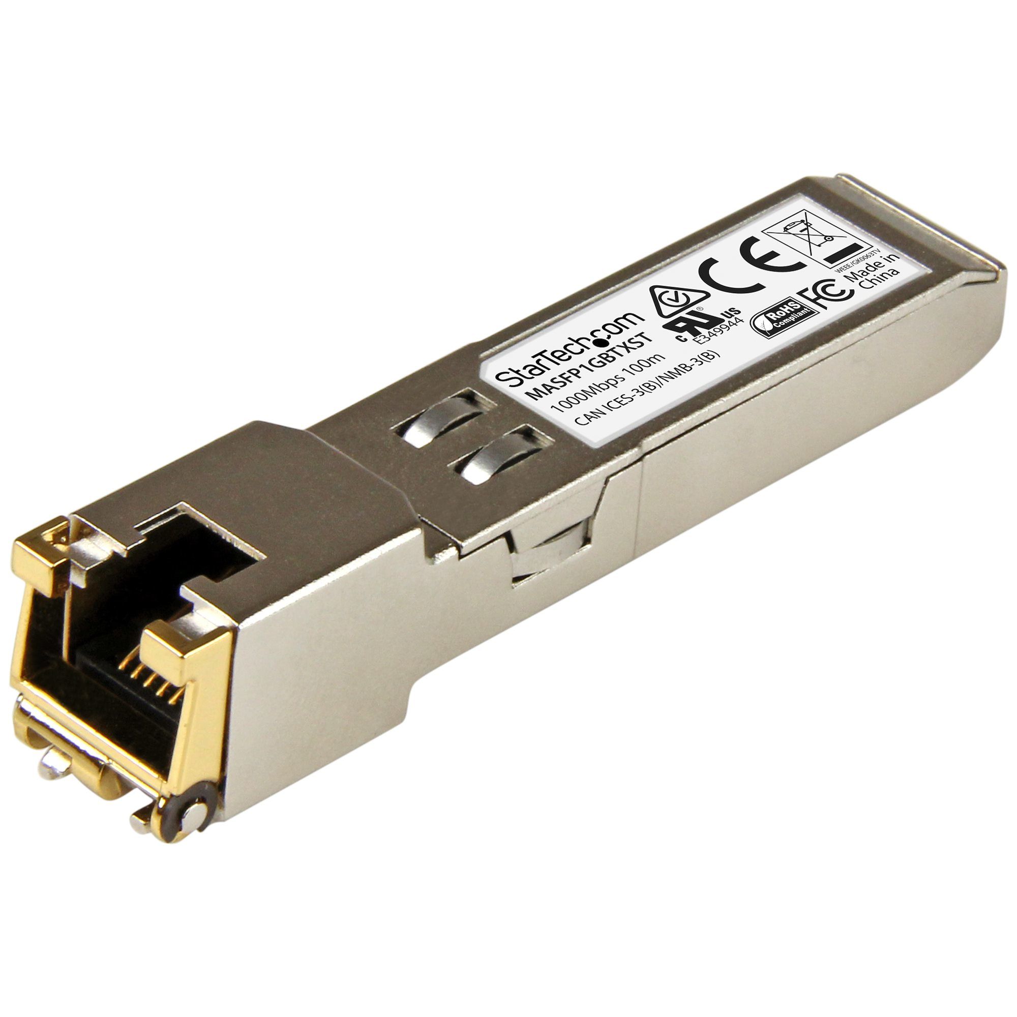 StarTech.com Cisco Meraki MA-SFP-1GB-TX compatibel SFP Transceiver module - 10/100/1000BASE-TX - Copper - RJ45 - 100m