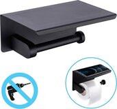 Sanics WC Rolhouder Met Plankje - Zwart - RVS - Zelfklevend - Toiletrolhouder Zonder Boren - Badkamer Accessoires