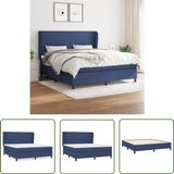 vidaXL Boxspring met matras stof blauw 160x200 cm