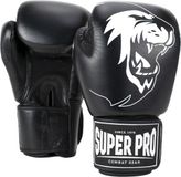 Super Pro Boxing Gear Warrior Lederen (kick)bokshandschoenen Zwart/Wit 14oz