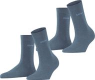 Esprit Uni 2-Pack eenkleurig katoen multipack sokken dames blauw - maat 39-42
