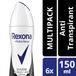 Rexona Women Invisible Diamond Deodorant - 6 x 150 ml - Voordeelverpakking