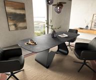 DELIFE Table à manger Edge Boot 180-220x100 cm Céramique Laminam® Nero Greco Anthrazit Châssis en W Métal Noir extensible