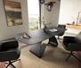DELIFE Table à manger Edge Boot 180-220x100 cm Céramique Laminam® Nero Greco Anthrazit Châssis en W Métal Noir extensible