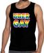 Bellatio Decorations Uber gay gay pride tanktop/mouwloos shirt - zwart regenboog homo singlet voor heren - LHBT L
