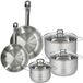Fackelmann Eterna Set 2 poêles 20 24 cm acier inoxydable, 3 casseroles en acier inoxydable 16, 20 et 24 cm
