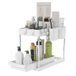 Meerveil Opslag onder de gootsteen, 2 lagen organizerrek met 4 haken en 2 hangende kopjes, voor kantoor, keuken, badkamer, 22 x 40,7 x 32,5 cm (b x d x h), wit