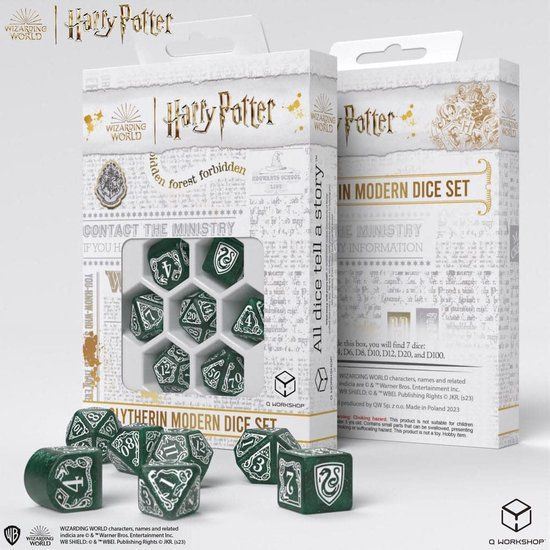 Q Workshop Harry Potter Dice Set Slytherin Modern Dice Set - Green (7)