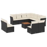 vidaXL 12-delige loungeset met kussens, polyrattan, zwart
