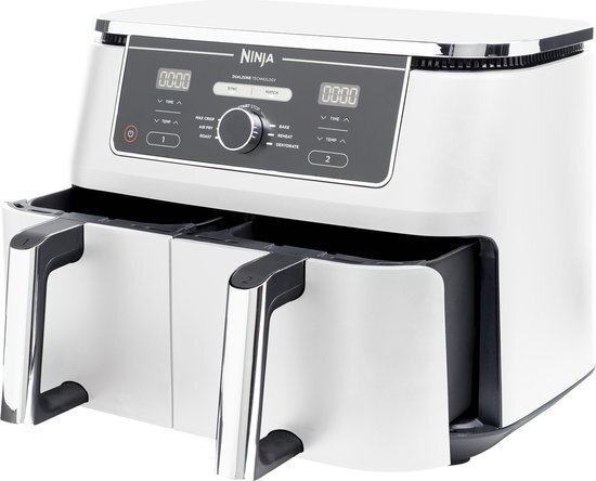 Ninja Foodi AF400EUWH Limited Edition Dubbele Airfryer XXL - Twee Kookvakken - 9.5 Liter - 2470 Watt - Dual Zone Technologie