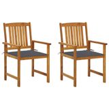 VidaXL Tuinstoelen 2 stuks met kussens massief acaciahout Antraciet