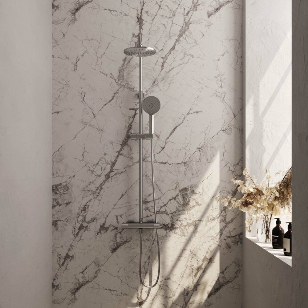 Brauer Brushed Carving opbouw regendouche met ronde handdouche 20 nikkel - Messing - 8720359393913