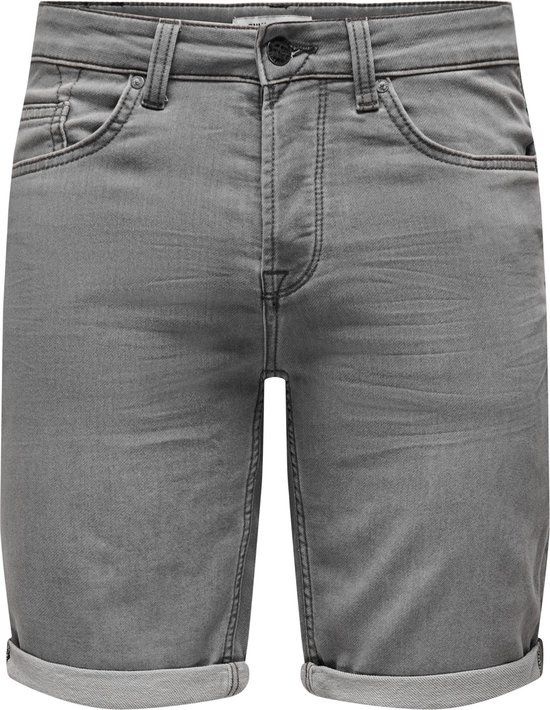 ONLY & SONS ONSPLY LIFE REG JOG SHORTS - Grey Denim - Men's Size M