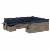 vidaXL 11-delige loungeset voor de tuin met kussens, grijs, kunststof vlechtwerk
