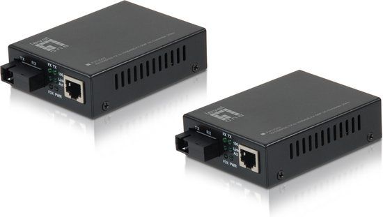 LevelOne FVT-2202 netwerk media converter 100 Mbit/s Zwart