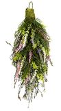 Hangende Thuja Hangende bloemendecoratie met kunstmatige thujatakken, reizigers en lavendel, voor deur, muur, hangplant, krans, kransen, wandhangers, ranken, deurkrans, decoratie, slinger, wanddecoratie, bundel