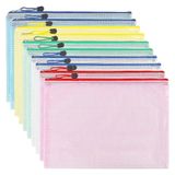 Documententas met ritssluiting, A5, PVC, transparant, documentenmap, kunststof hoes, 5 kleuren, opslag van papieren, kleine voorwerpen, cosmetica en reisaccessoires enz. (10 stuks)