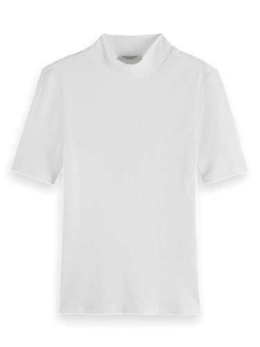 Scotch & Soda Core Mock Neck Rib T-shirt - White - Women's