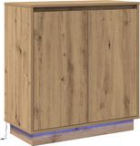 vidaXL LED Dressoir Artisanaal eiken 71 x 34,5 x 75 cm Bewerkt hout
