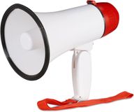 Relaxdays Megafoon Stadion - 10 Watt - Met Sirene - Wit/Rood/Zwart