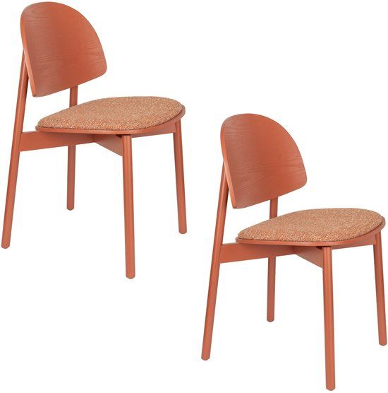 Zuiver Sunrise Eetkamerstoelen Hout Rood - Set van 2