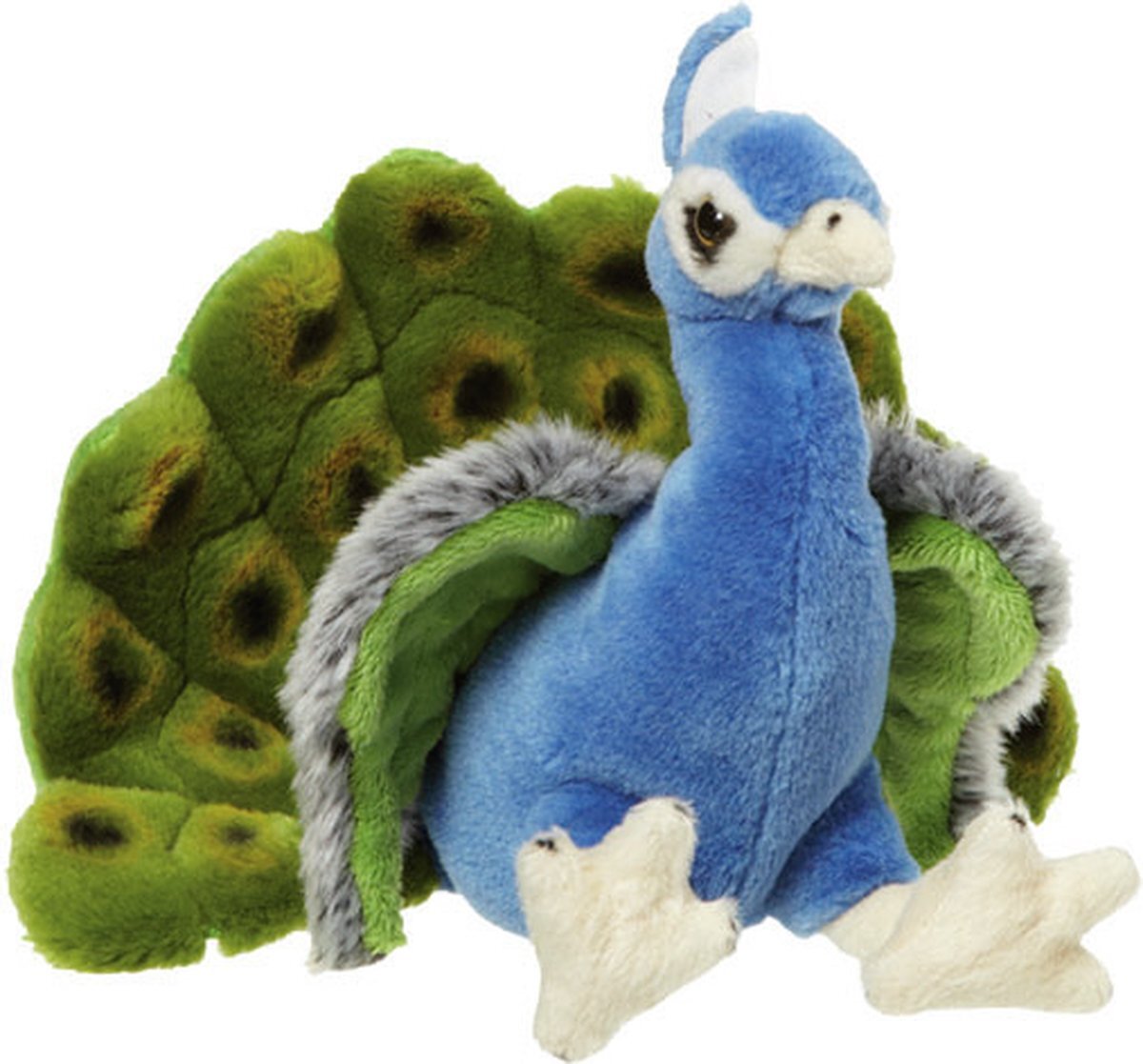 Nature Planet Pluche pauw knuffel van 18 cm - Dieren speelgoed knuffels cadeau - Pauwen vogels Knuffeldieren