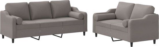 vidaXL 2-delige Loungeset met kussens stof taupe