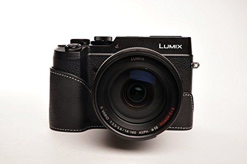 TP Handgemaakte Echt lederen Half Camera Case Bag Cover voor Panasonic GX8 Zwart Kleur